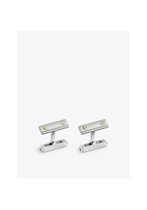 Mens Santos De Cartier Screw-Embellished Palladium-Plated Sterling-Silver Cufflinks