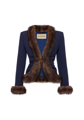 Valentino Garavani Shearling Trimmed Wool Jacket - Moda Operandi