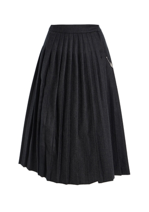 Prada Pleated Wool-Flannel Midi Skirt - Moda Operandi