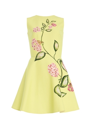 Oscar de la Renta Porcelain Flowers Wool-Blend Mini Dress - Moda Operandi