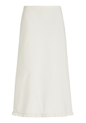 Miu Miu Ruffle-Trimmed Cotton-Linen Maxi Skirt - Moda Operandi