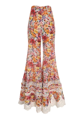 Zimmermann Luna Floral Linen-Silk Flared Pants - Moda Operandi