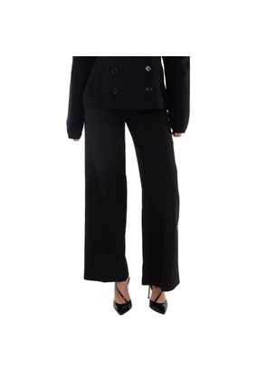 Burberry Ladies Black Jaylie Asian Fit Wool Wide Leg Pants With Slits