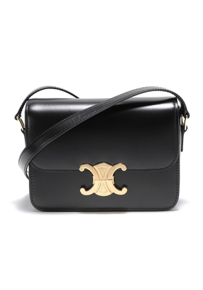 Celine Teen Triomphe Bag In Shiny Calfskin- Black