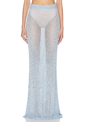 AREA Sequin Crochet Maxi Skirt in Light Blue - Baby Blue. Size M (also in ).
