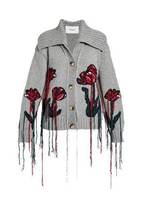 Erdem Embroidered Knit Wool-Cotton Jacket - Moda Operandi
