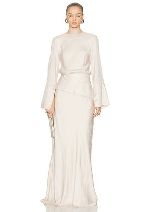 Brandon Maxwell Violet Long Dress in Pearl - Cream. Size 4 (also in ).