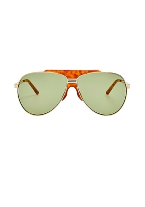 THE ATTICO Amelia Sunglasses in Yellow Gold  T-Shell  & Green - Metallic Gold. Size all.
