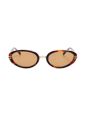 THE ATTICO Oval Sunglasses in T-shell  Yellow Gold  & Brown - Brown. Size all.