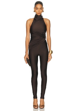 The Andamane Tatiana Sleeveless Open Back Jumpsuit in Dark Brown - Brown. Size M (also in ).