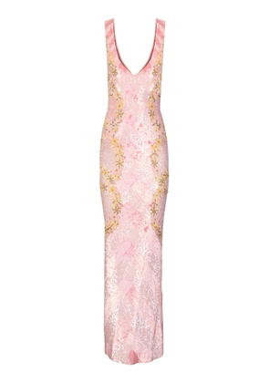 La Fuori Pink Petal Panorama Embellished Dress - Moda Operandi