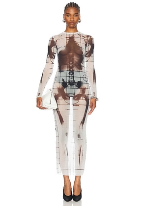 Jean Paul Gaultier Squeletor Long Dress in White & Black - White. Size XS (also in ).