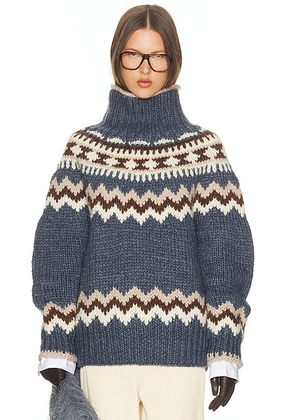 Helsa Asta Fairisle Sweater in Denim Multi - Blue. Size M (also in ).