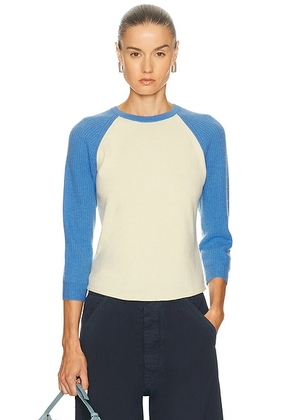 Guest In Residence Baseball Tee in Mist & Sail - Beige,Blue. Size S (also in M, XS).