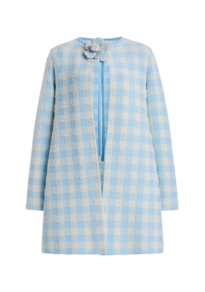 Oscar de la Renta Flower-Detailed Gingham Coat - Moda Operandi