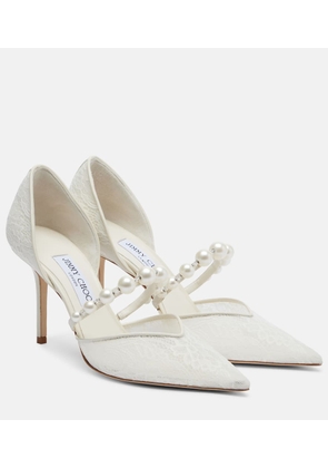 Jimmy Choo Aurelie faux pearl-embellished satin pumps