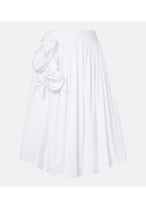 Simone Rocha Floral-applique cotton poplin midi skirt