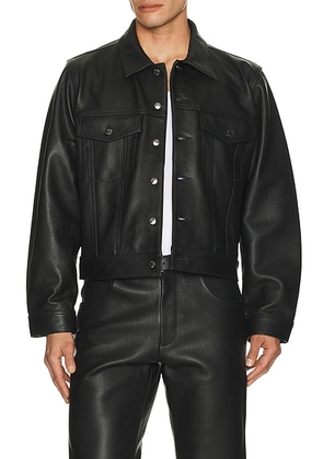 Midnight Rodeo Leather Trucker Jacket in Black - Black. Size M (also in L).