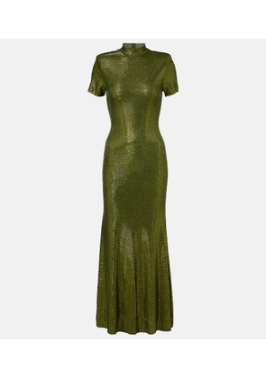 Self-Portrait Embellished mesh maxi dress