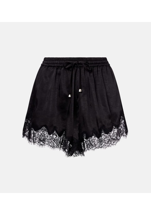 Self-Portrait Lace-trimmed satin shorts