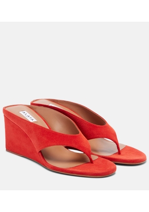 Alaia Cube suede wedge thong sandals