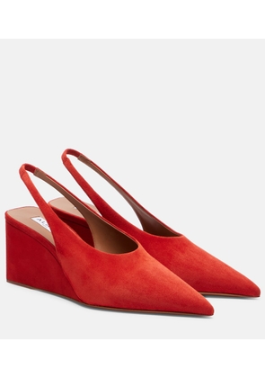 Alaia Cube suede slingback wedges