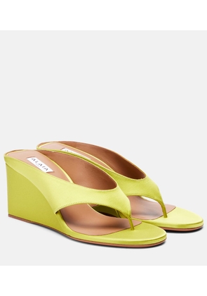 Alaia Cube satin wedge thong sandals