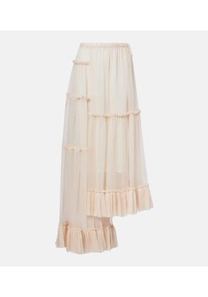 Dries Van Noten Ruffled asymmetric silk maxi skirt