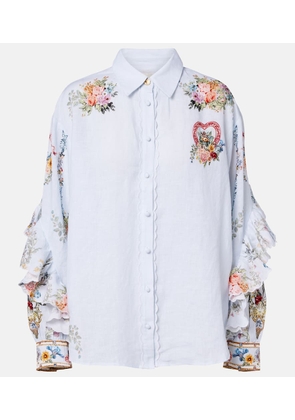 Camilla Floral ruffled linen shirt
