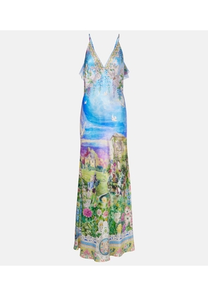 Camilla Printed silk slip dress