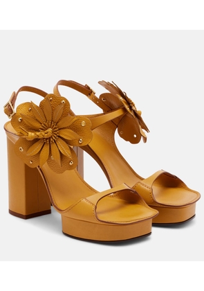 Zimmermann Brightside Platform floral-applique leather sandals