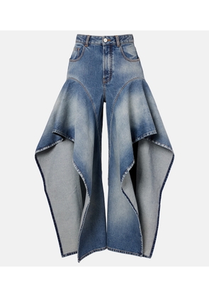 Alaia Ruffled wide-leg jeans