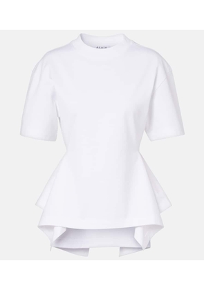 Alaia Asymmetric cotton poplin peplum T-shirt