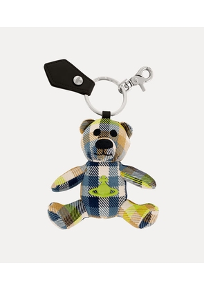 Vivienne Westwood Teddy Bear Keyring Woven Tartan -Fluro-tartan One Size Unisex