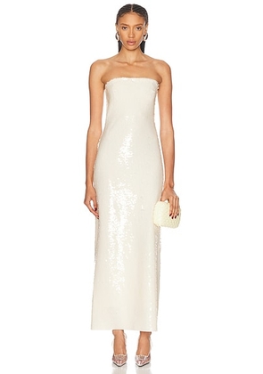 SEV Sequin Strapless Midi Dress in Ivory - Ivory. Size 34 (also in 36).