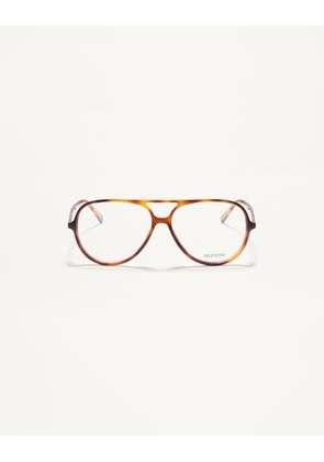 Valentino Round Acetate Eyewear unisex HAVANA 56
