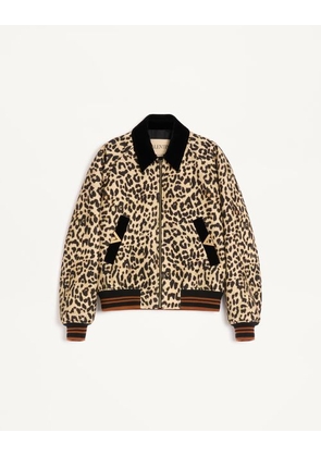 Valentino Valentino Bomber Jacket in Wool Drape With VGold on Side Pockets Man ANIMAL PRINT 48