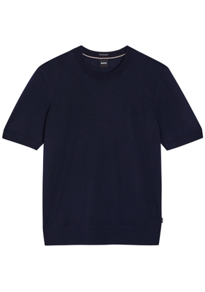 Boss Fine-knit Wool T-shirt - Navy - L