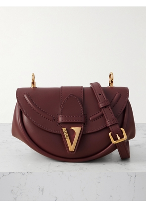 Versace - Virtus Embellished Leather Shoulder Bag - Burgundy - One size