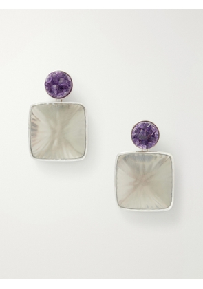 Alaïa - Silver-tone, Amethyst And Plexiglass Earrings - One size