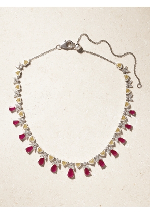 Kamyen - Ribbon 18-karat White Gold, Ruby And Diamond Choker - One size