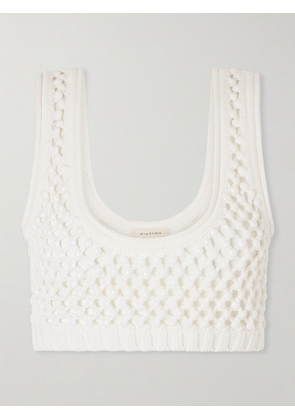 Diotima - Lady Cropped Crocheted Cotton-blend Bralette Top - White - 0,1,2,3,4