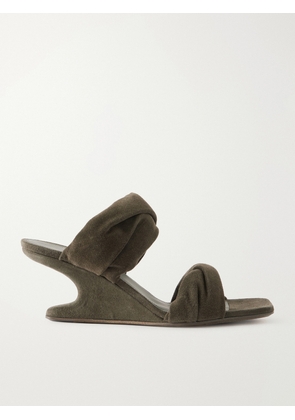 Rick Owens - Twisted Cantilever Suede Wedge Mules - Green - IT36,IT37,IT38,IT39,IT40,IT41