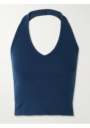 Nili Lotan - Britt Ribbed Cotton-jersey Halterneck Top - Blue - x small,small,medium,large,x large
