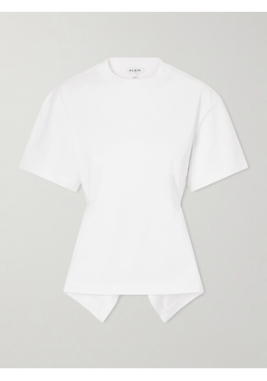 Alaïa - Pleated Cotton-jersey T-shirt - White - FR 34,FR 36,FR 38,FR 40,FR 42,FR 44