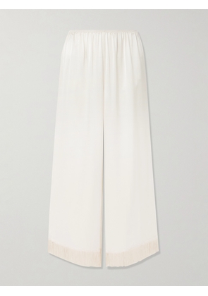 DÔEN - Lavon Fringed Silk Wide-leg Pants - Cream - xx small,x small,small,medium,large,x large