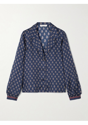 DÔEN - Elene Paisley-print Silk-satin Blouse - Blue - xx small,x small,small,medium,large,x large,xx large
