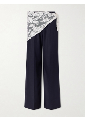 Sea - Fiora Tropical Wool-blend Wide Leg Pants - Blue - US0,US2,US4,US6,US8,US10,US12