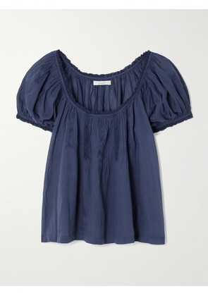 DÔEN - Frederica Lace-trimmed Organic Cotton-voile Blouse - Gray - xx small,x small,small,medium,large,x large,xx large