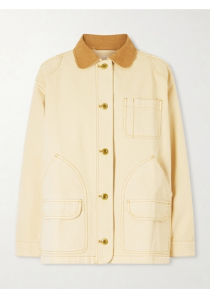 DÔEN - Pascual Corduroy-trimmed Cotton-canvas Jacket - Neutrals - xx small,x small,small,medium,large,x large,xx large